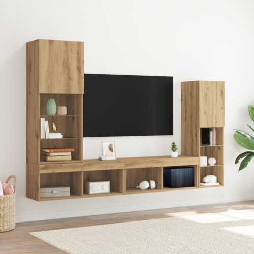 TV ormar s LED svjetlima umetnički hrast 40.5x30x102 cm Cijene