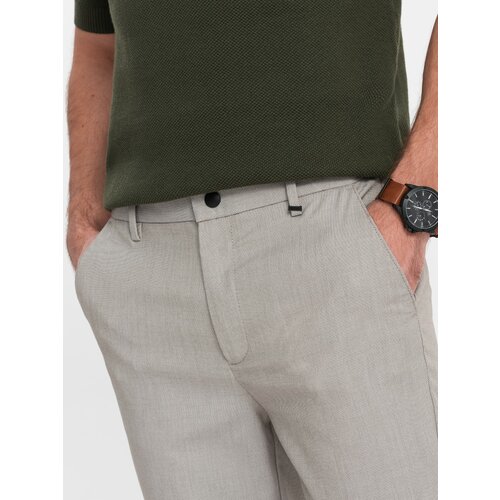 Ombre Men's chino pants with elastic waistband - light grey Slike