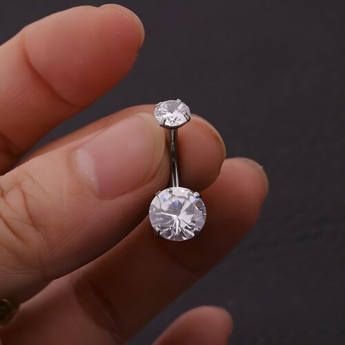  Piercing nau&amp;scaron;nica LI-23612 - Srebrna / Krug KP23612 Slike