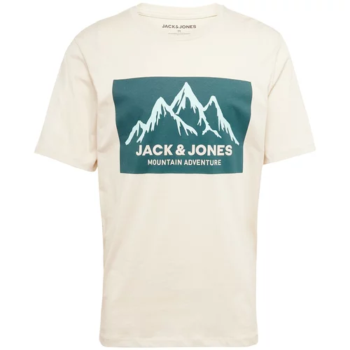 Jack & Jones Majica 'JJMAPPED' bež / svetlo modra / smaragd