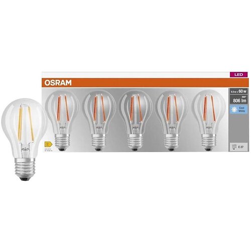  Komplet od 5 LED sijalica BASE CLASSIC FILAMENT A60 E27/7W/230V 4000K - Osram Slike