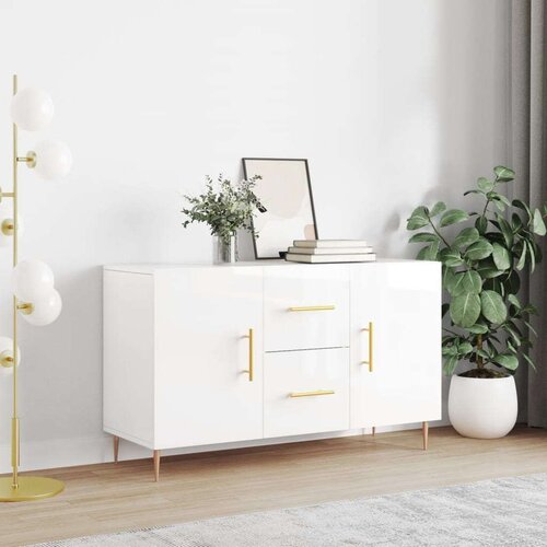  Komoda sjajna bijela 100x36x60 cm od konstruiranog drva Slike