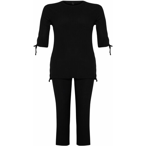Trendyol Curve Black Knitted Plus Size Two Piece Set Slike