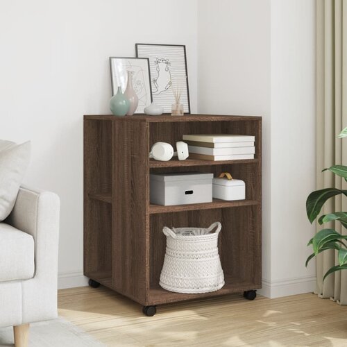 vidaXL Stranska mizica s kolesi rjav hrast 55x60x78 cm inženirski les Cene