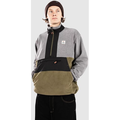 Passenger Woodland Hoodless 2.0 Half-Zip Pulover iz flisa grey marl / khaki Cene