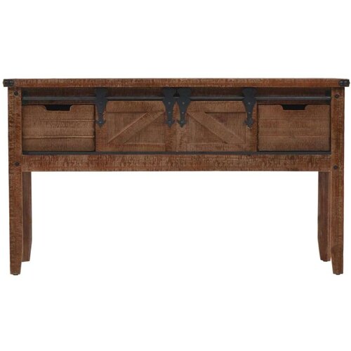 VidaXL Konzolni stol od masivne jelovine 131 x 35,5 x 75 cm smeđi Slike