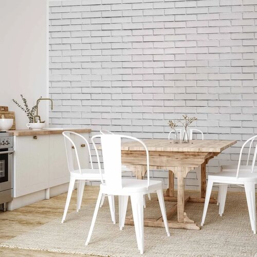  Foto tapeta - Snow Brick - Pattern Imitating a Brick Wall in White 450x315 Vodootporna Slike