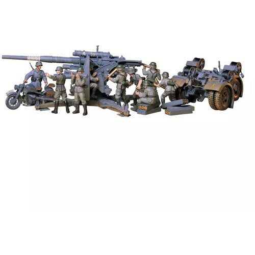 Tamiya model kit military - 1:35 german flak gun 88mm w/ motorcycle Slike