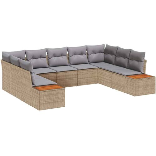  Sjedeća garnitura za vrt 9 kom. Bež Poli ratan 289 x 209 x 69 cm Slike