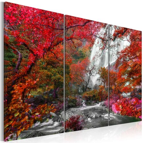  Slika - Beautiful Waterfall: Autumnal Forest 90x60 Slike