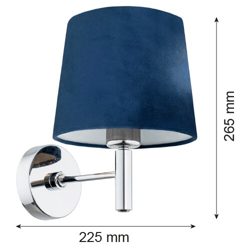  Argon 3908 - Zidna lampa BOLZANO 1xE27/15W/230V plava/sjajni hrom Slike