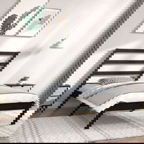  Posteljni okvir črn iz trdne borovine 100x200 cm, (20646419) Cene