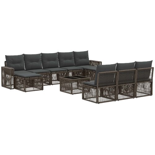 vidaXL Vrtna sedežna garnitura 11 pcs Siva in temno siva poli ratan, (5000269487) Cene
