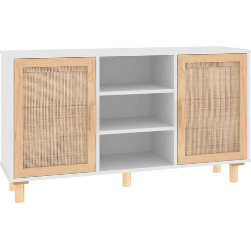Maison Chic Komoda - Predalnik bela 105x30x60 cm trdna borovina in naravni ratan, (21719085) Cene
