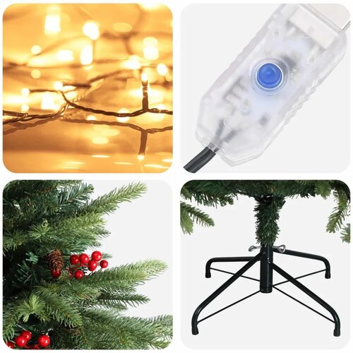 Umjetno božićno drvce s nogom 180 cm 300 LED lampica - Zelena 180 cm s LED svjetlima Slike