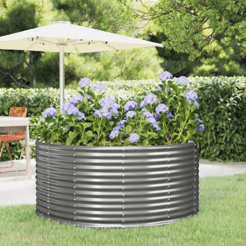 vidaXL Visoka greda siva 140x140x68 cm prašno premazano jeklo Cene