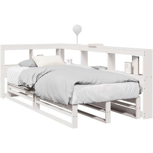 Krevet s regalom za knjige bez madraca bijeli 75x190cm borovina Cijene