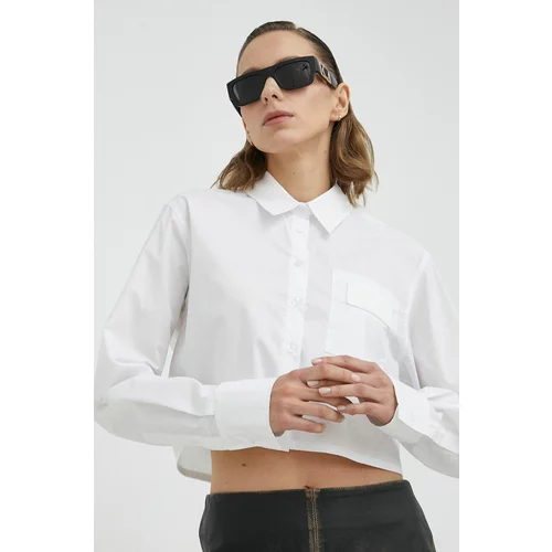 Remain Pamučna košulja za žene, boja: bijela, relaxed, s klasičnim ovratnikom