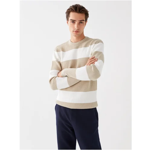 LC Waikiki Crew Neck Long Sleeve Striped Men's Knitwear Sweater