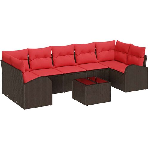 vidaXL Vrtna sedežna garnitura 8 pcs Bež Rdeča 55 x 55 x 37 cm, (5000039485) Cene