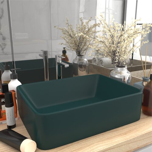 vidaXL Luksuzni umivalnik mat temno zelen 41x30x12 cm keramičen Cene