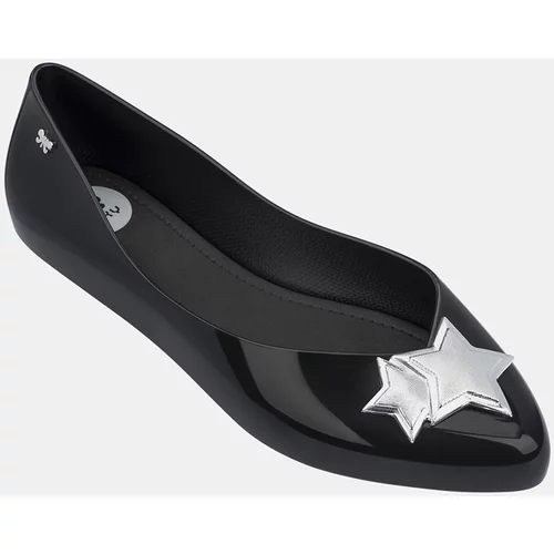 Zaxy Black shiny ballerinas with details in silver Chic