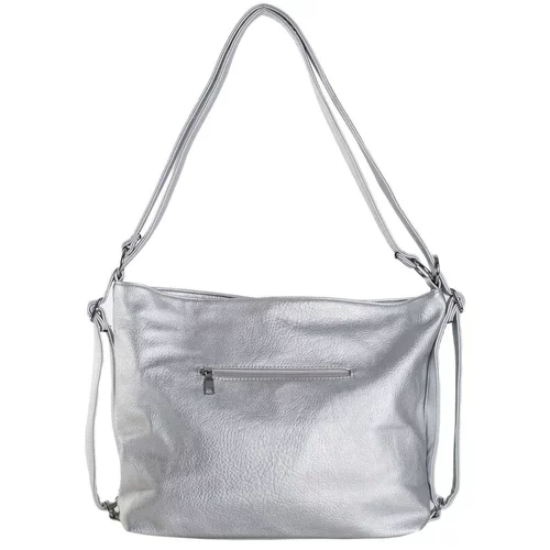 Fashion Hunters A silver backpack bag 2in1 made of ecological leather