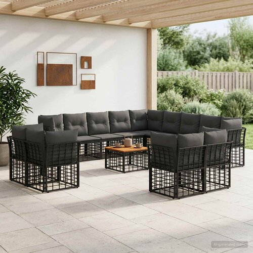  Set vanjskih sofa 14 kom. Crna i tamno siva Poliester Cene