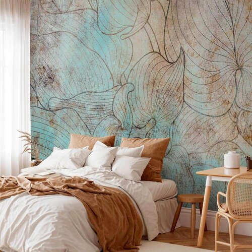 Artgeist Fototapeta Leaves In Blue, 150x105cm Slike