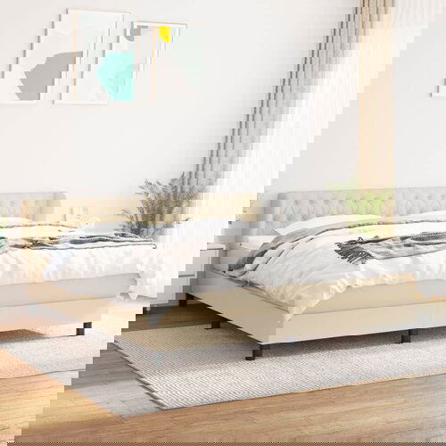 The Living Store Box spring postelja z vzmetnico krem 180x200 cm blago - Box Spring Postelja, (21514317) Cene