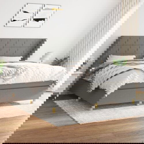 The Living Store Box spring postelja z vzmetnico temno siva 160x200 cm blago - Box Spring Postelja, (21519526) Cene