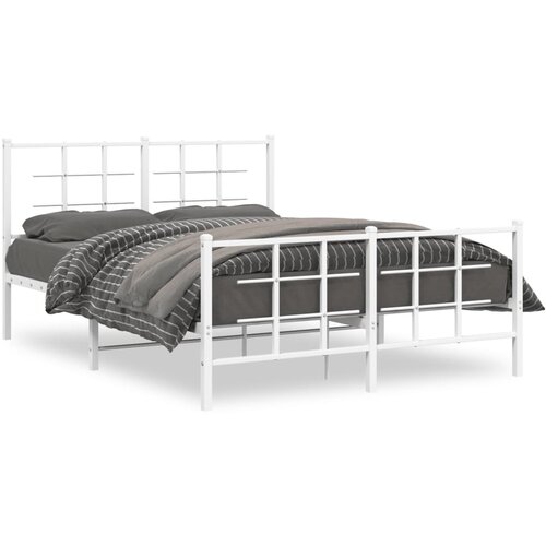 vidaXL Metalni okvir kreveta uzglavlje i podnožje bijeli 140 x 190 cm Cene