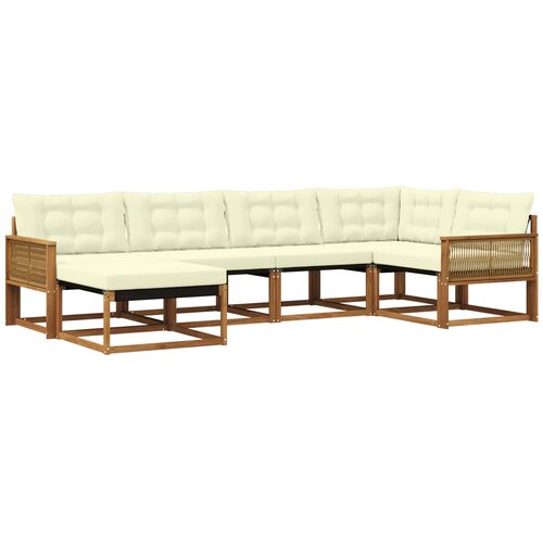 vidaXL Zunanja garnitura za sedenje z blazino 6 pcs Naravna in smetana, (5000272539) Cene