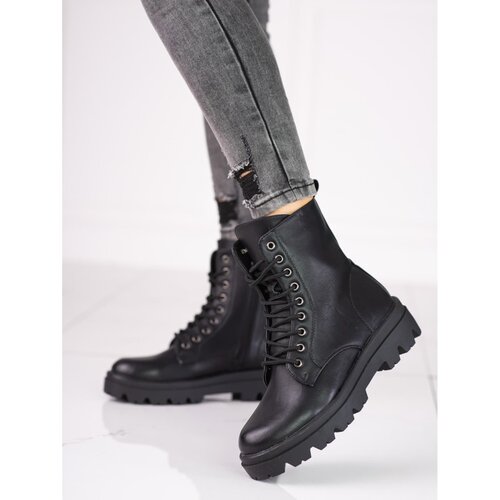 SHELOVET Black lace-up ankle boots for women Shelovet Slike