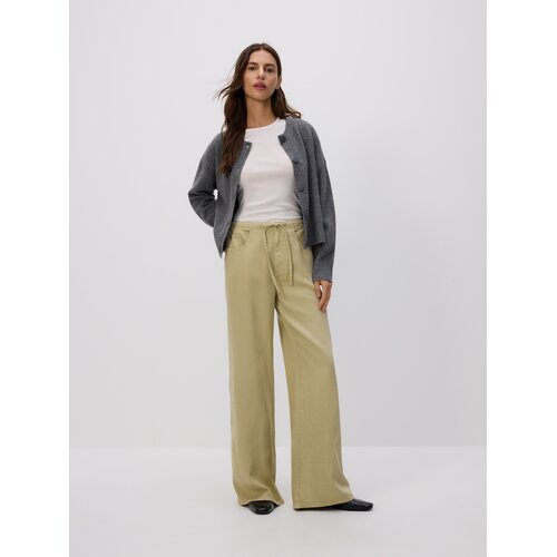 Reserved Wide leg traperice od liocela - zelena Cijene