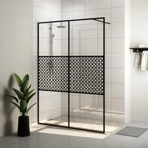 Furnova Pregrada za tu&amp;scaron; s prozornim ESG steklom 140x195 cm črna, (21918078) Slike
