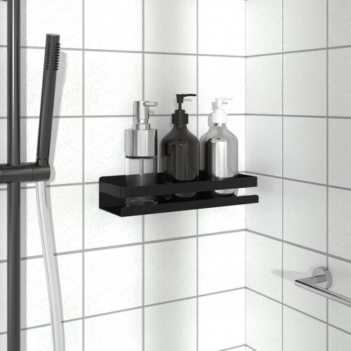  The Living Store Polica za prho mat črna 30x10x6 cm brušeno nerjaveče jeklo 340 - Polica Za Prho, (21484618) Cene