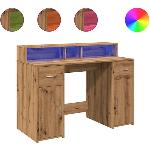 Maison Chic Pisalna miza - pisarniška miza - Računalniška miza z LED lučkami artisan hrast 120x55x91 cm inž. les, (21785140) Cene
