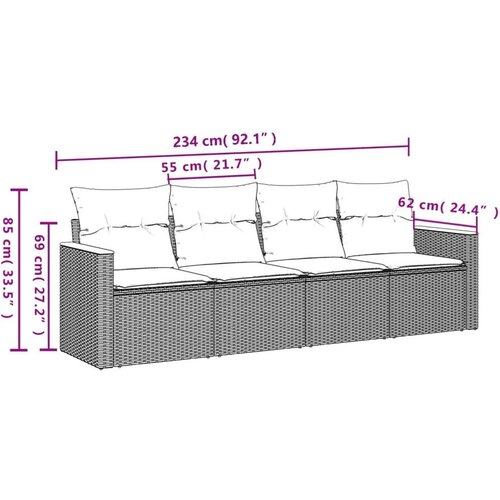vidaXL 4-dijelni set vrtnih sofa od poliratana s jastucima crni Cijene