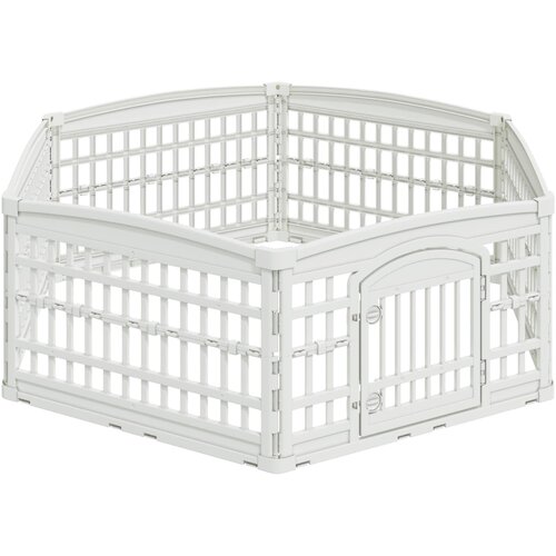 VidaXL Ograda za Pse s 6 Panoa 177 5 x 154 5 x 58 cm Plastika Bijela - bez krova i osnovice 177 5 x 154 5 x 58 cm Slike