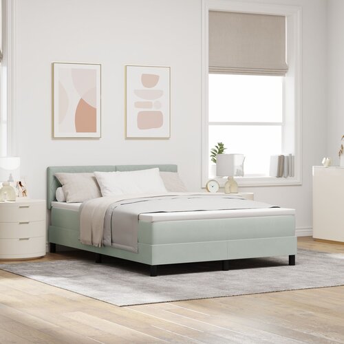 VidaXL Box Spring Krevet s Madracem Svjetlosiva 140x200 cm Bar&amp;scaron;un Slike