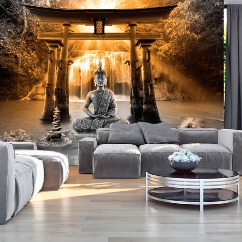  Samoljepljiva foto tapeta - Buddha Smile (Orange) 196x140 Slike