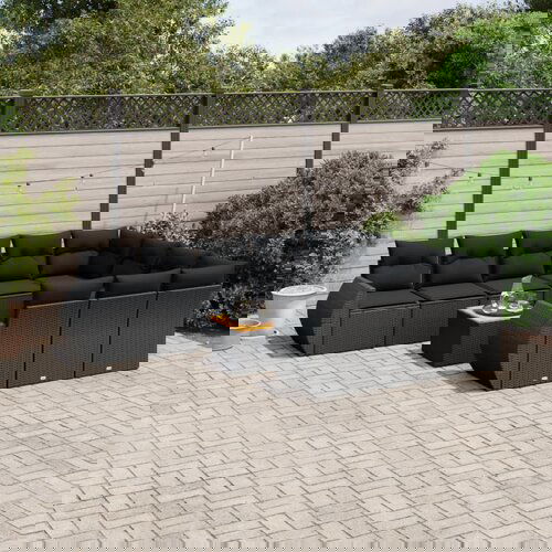 VidaXL 11-dijelni set vrtnih sofa od poliratana s jastucima crni Slike