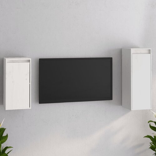 The Living Store TV omarica 2 kosa bela trdna borovina - TV Omarica, (21376748) Slike