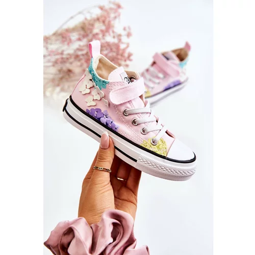 Kesi High-top Children's Fabric Sneakers Print Pink Dorry