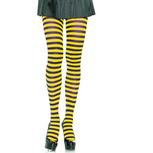 Leg Avenue Nylon Stripe Tights 7100 Black & Yellow Cene