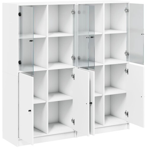  Regal za knjige s vratima bijeli 136 x 37 x 142 cm drveni Slike