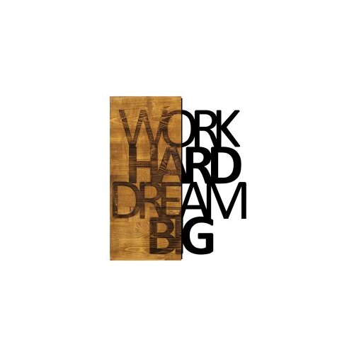 Wallity Zidna dekoracija Work Hard Dream Big, 48x58 cm, Smeđa boja Cene