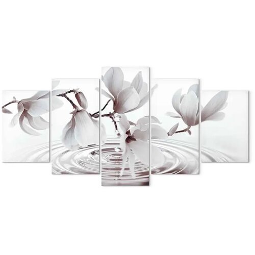  Slika - Magnolias over Water (5 Parts) Wide Grey 225x112.5 Cene