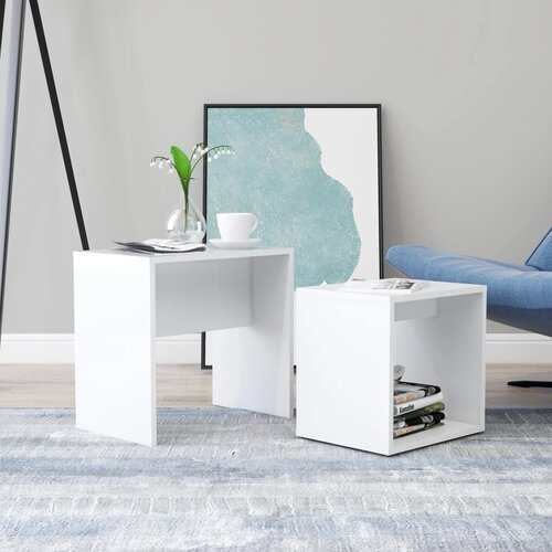 VidaXL Komplet klubskih mizic bel 48x30x45 cm iverna plo&amp;scaron;ča Slike